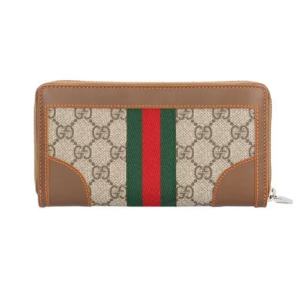 Gucci Sherry Canvas Around Zip Long Supreme GG Wallet Black